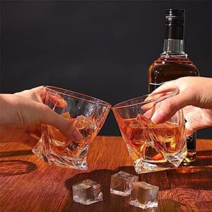 CUCUMI 4pcs 10oz Whiskey Rocks Glasses Old Fashioned Cocktail Glasses,Sphere Ice Molds, for Bourbon Scotch Drinking Bar Glassware Gifts