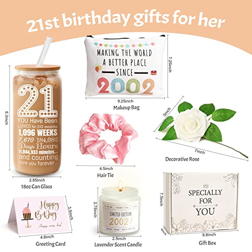21st Birthday Gifts for Women, 21st Birthday Gifts for Her, 21st Birthday Decorations for Her, 21 Years Old Gift for Daughter Friends Sisters, Funny Unique 21st Bday Gifts with 18Oz Coffee Cups, 6 pcs