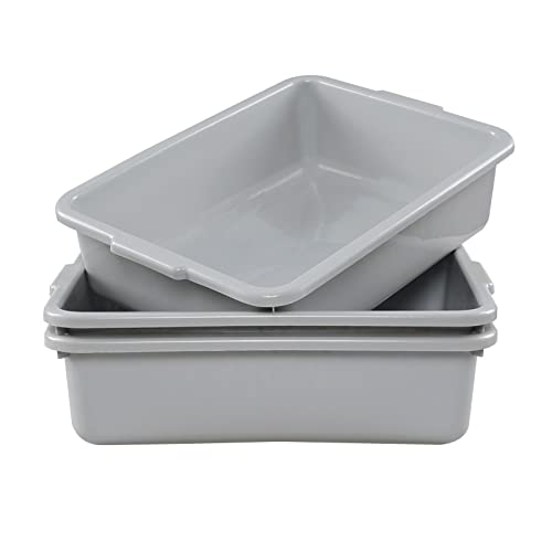 Obstnny 13 L Commercial Bus Tub, 3 Pack Plastic Dishpan Basin, Grey