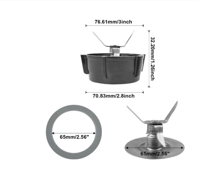 Blender Replacement Parts，for Oster Blender Replacement Parts Blender Ice Blade with Jar Base Cap and Two Rubber O Ring Seal Gasket Accessory Refresh Kit，Compatible with Oster Osterizer Blender