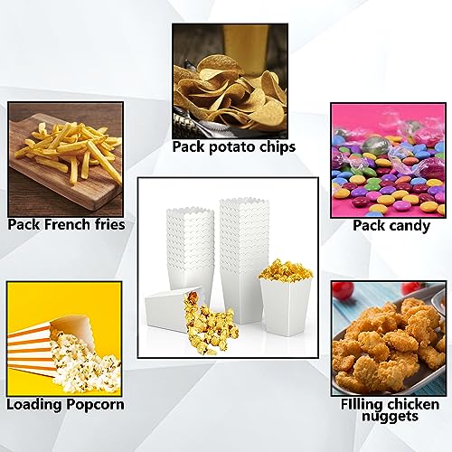 36 Pack White Popcorn Boxes, 2.2 x 4.2 x 3 inch Mini Popcorn Boxes for Movie Night Decorations