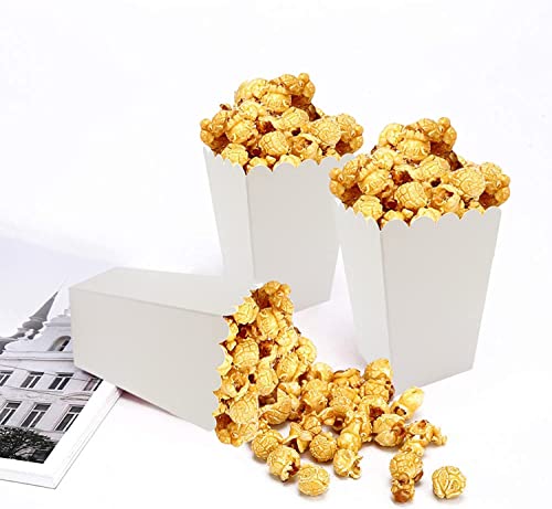 36 Pack White Popcorn Boxes, 2.2 x 4.2 x 3 inch Mini Popcorn Boxes for Movie Night Decorations