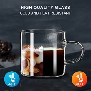 PARACITY Espresso Cups Set Of 2, Insulated Espresso Shot Glass 4.3 OZ, Clear Glass Expresso Coffee Cup with Handle, Borosilicate Espresso Accessories, Small Coffee Cups for Espresso Machine, Tea Cup