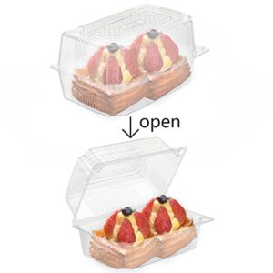 200 Pcs Clear Hoagie Container, 7.3 x 4.9 x 3.8 inch Plastic Hinged Food Container, Disposable Clamshell Take Out Food Containers for Salads, Hamburger, Fruit, Cake, Cookie, Sandwiches