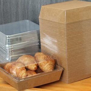 50 Count Cupcake Containers With Lids Disposable, Salad Container For Lunch Box Clear Anti-Fog Plastic Cupcake Boxes Rectangle Cake Pan Small Business Supplies Strawberry Bakery Sandwich Cake Boxes Disposable Food Containers Donuts Dessert Cups Small To G