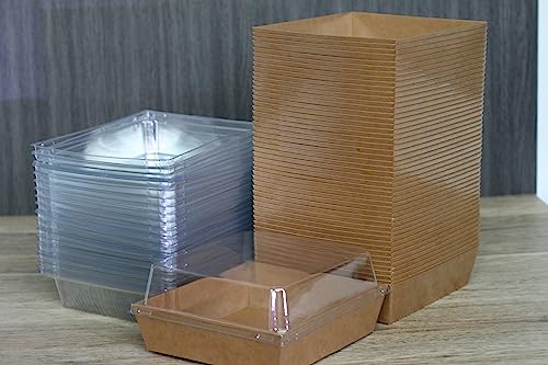 50 Count Cupcake Containers With Lids Disposable, Salad Container For Lunch Box Clear Anti-Fog Plastic Cupcake Boxes Rectangle Cake Pan Small Business Supplies Strawberry Bakery Sandwich Cake Boxes Disposable Food Containers Donuts Dessert Cups Small To G