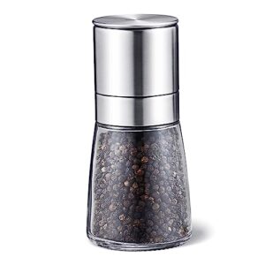 kitexpert pepper grinder - chunky glass pepper mill grinder with large capacity - upgraded grinding precision pepper grinder manual - refill salt grinder