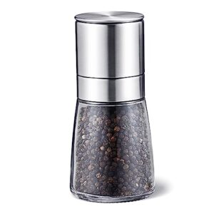 KITEXPERT Pepper Grinder - Chunky Glass Pepper Mill Grinder with Large Capacity - Upgraded Grinding Precision Pepper Grinder Manual - Refill Salt Grinder