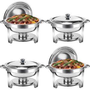 chafing dish buffet set 5 qt 4 packs stainless steel buffet servers and warmers, chaffing servers with covers, catering, chafer,food warmer for parties weddings