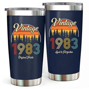 40th birthday gifts women, men - 40th birthday decorations women, men - 1983 40th birthday gift, 40 year old birthday gifts for women unique - funny happy 40th turning 40 cup ideas - tumbler 20 oz