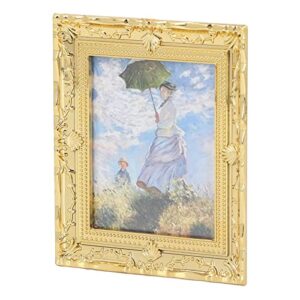 cutulamo miniatures oil painting, exquisite acrylic beautiful miniatures art painting high light transmission for girls for 1:12 miniature doll house(umbrella girl)