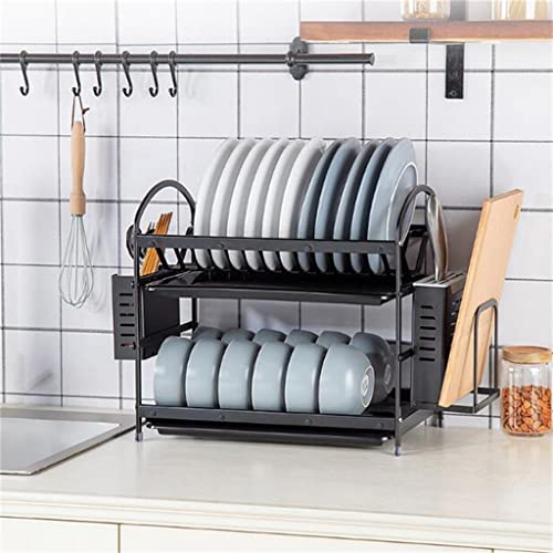 GXBPY Space Aluminum Household Countertop Utensil Storage Rack Kitchen Dish Double Storage Rack