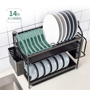 GXBPY Space Aluminum Household Countertop Utensil Storage Rack Kitchen Dish Double Storage Rack