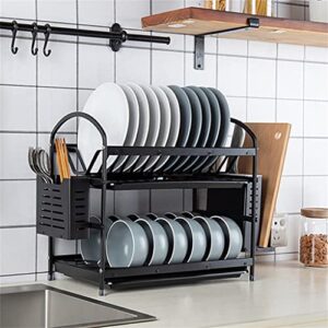 GXBPY Space Aluminum Household Countertop Utensil Storage Rack Kitchen Dish Double Storage Rack