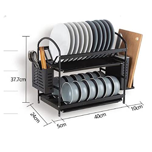 GXBPY Space Aluminum Household Countertop Utensil Storage Rack Kitchen Dish Double Storage Rack