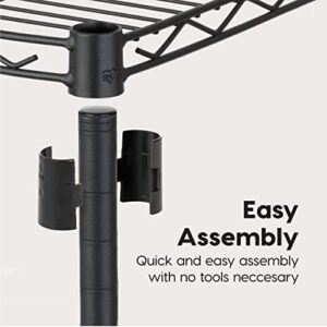 IRIS USA 3-Tier Adjustable Steel Storage Rack with Removable Locking Casters (Up to 600 lbs Loading Capacity), Easy Assembly Wire Organization Unit with Metal Shelves, Black (23.5"L x 14"W x 32"H)