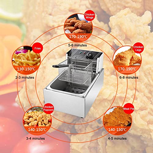 12L Electric Deep Fryer Commercial Dual Tanks Fryers 2500W Stainless Steel Countertop Oil Fryer, Commercial Restaurant, Fast Food Restaurant