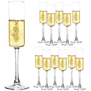 champagne flutes set of 12, 6oz classic champagne glasses, sparkling wine glass, stemmed champagne flutes for party, wedding and home - clear