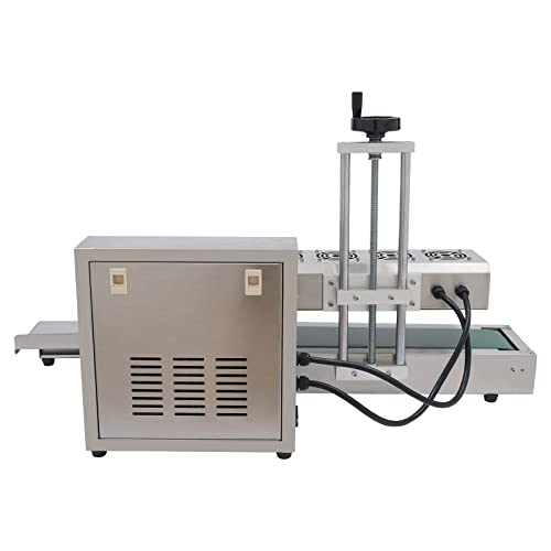 DNYSYSJ Continuous Automatic Horizontal Sealing Machine with Pure Copper Motor Sealing Stainless Steel Cup Sealing Machine with Adjustable Lifting Hand-wheel & Guide Rail LX6000A 15-80mm Silver Bottle Cap Sealer Machine Suitable for Sealing