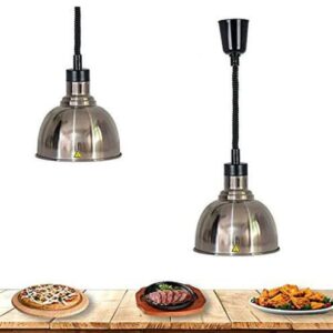 hanging food heat lamp, food warmer lamp with 250w bulb for buffets restaurant, adjustable height 60-180cm,2pack