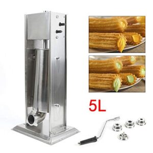 Commercial Manual Churros Maker Machine 5L Churros Making Machine Stainless Steel Machine with 4 Nozzles for Commercial& Home Use