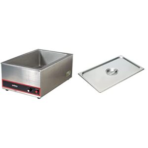 winco fw-s500 commercial portable steam table food warmer 120v 1200w,stainless steel,large & spscf 44197 size solid cover