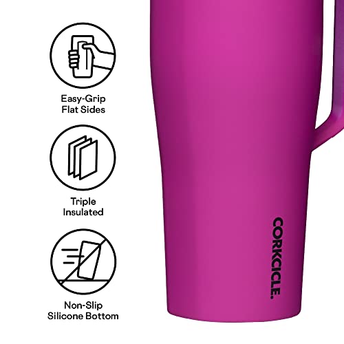 Corkcicle Tumbler With Straw,Lid, and Handle, Reusable Water Bottle, Triple Insulated Stainless Steel Travel Mug, BPA Free, Keeps Beverages Cold for 12 Hours and Hot for 5 Hours, Berry Punch, 30 oz