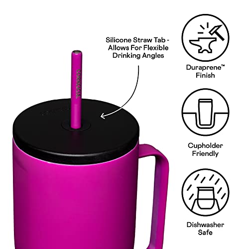 Corkcicle Tumbler With Straw,Lid, and Handle, Reusable Water Bottle, Triple Insulated Stainless Steel Travel Mug, BPA Free, Keeps Beverages Cold for 12 Hours and Hot for 5 Hours, Berry Punch, 30 oz