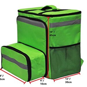 60L XL Large Insulated Food Delivery Backpack Expandable Catering Cooler Bag Waterproof Pizza Bag for Uber Eats Grubhub Thermal Food Bag for Bike for Beach, Picnic, Camping UberEats Doordash… (Green)