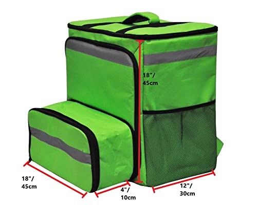 60L XL Large Insulated Food Delivery Backpack Expandable Catering Cooler Bag Waterproof Pizza Bag for Uber Eats Grubhub Thermal Food Bag for Bike for Beach, Picnic, Camping UberEats Doordash… (Green)