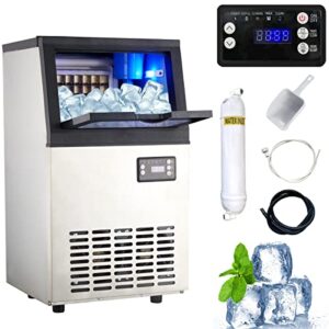 cmice commercial ice maker machine,100lbs/24h stainless steel under counter ice machine, full heavy duty stainless steel construction, include water filter, scoop, connection hose…