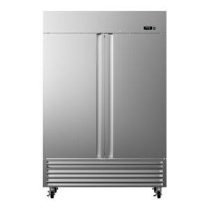 hipopller 54" w double 2 door commercial refrigerators, stainless steel reach-in commercial fridge cooler 49 cu. ft with 8 shelves and led light, 115v for commercial kitchen, restuarant, bar, shop