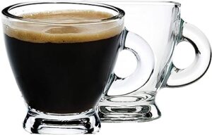 bohem's espresso cups, 3.2 oz small demitasse clear glass espresso drinkware, set of 2, espresso shot glasses, clear expresso coffee cups, tazas de cafe expreso