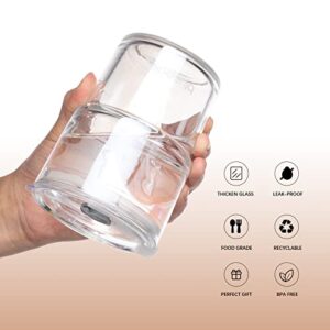 BLUEPOLAR 13oz/400ml Glass Water Tumbler with Straw and Lid Sealed Carry On Thick Wall Iced Coffee Cup Glass Cup for Water, Iced Tea Fruit Juice Etc(Aurora White