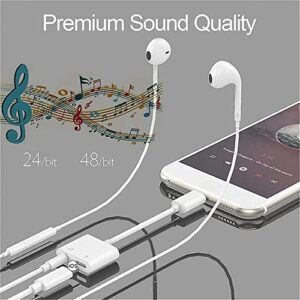 2 Pack Headphone Adapter for iPhone [Apple MFi Certified], 2 in 1 Lightning to 3.5mm AUX Audio + Charger Splitter Dongle for iPhone Accessories Compatible with iPhone 13/12/11/XR/X/8/7