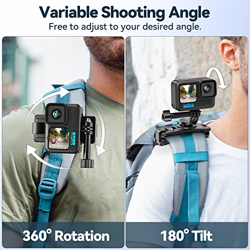 KDD Head & Backpack Strap Mount, 2 in 1 Adjustable Head Strap Mount, with 360° Rotation Camera Shoulder Mount Compatible with GoPro Hero 11/10/9/8/7/6/5, Fusion, Max, DJI OSMO and Most Action Cameras