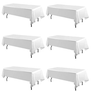 yabool white table cloth rectangle,polyester table cloth, wrinkle resistant washable polyester table cover for wedding dining table buffet parties and camping. (white, 60 x 102 inch 6pack)