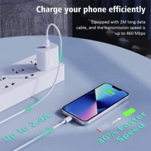 Fast Charger iPhone [Apple MFi Certified] 1 Pack 20W PD USB C Wall Fast Charger Adapter with 1 Pack 6FT Type C to Lightning Cable Compatible with iPhone 14 Plus 14 13 12 11 Pro Max Mini XS XR X iPad
