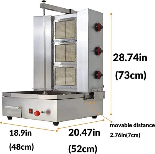 NJTFHU 3 Burners Shawarma Machine Commercial Chicken Shawarma Machine Gyro Grill Rotating Kebab Machine for Commercial Kitchen Use, Silver