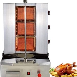 NJTFHU 3 Burners Shawarma Machine Commercial Chicken Shawarma Machine Gyro Grill Rotating Kebab Machine for Commercial Kitchen Use, Silver