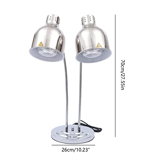 Commercial Food Heating Lamp Tabletop 2 Bulb Buffet Food Warmer Light with Dual Bulbs Portable Restaurant Kitchen Warmer Light 250W 110V