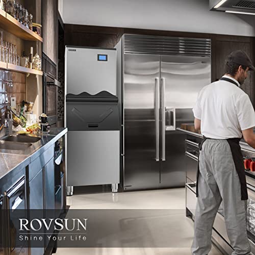 ROVSUN Commercial Ice Maker Machine, 400LBS/24H Smart LCD Panel Commercial Ice Machine with 265LBS Storage for Restaurant Bar Store Bar Supermarket, Home & More, Include Water Filter & Scoop