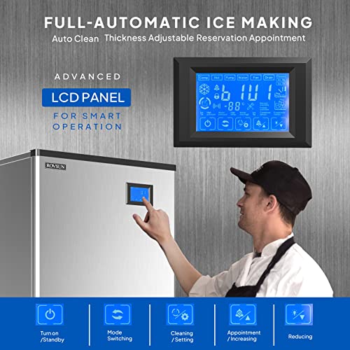 ROVSUN Commercial Ice Maker Machine, 400LBS/24H Smart LCD Panel Commercial Ice Machine with 265LBS Storage for Restaurant Bar Store Bar Supermarket, Home & More, Include Water Filter & Scoop