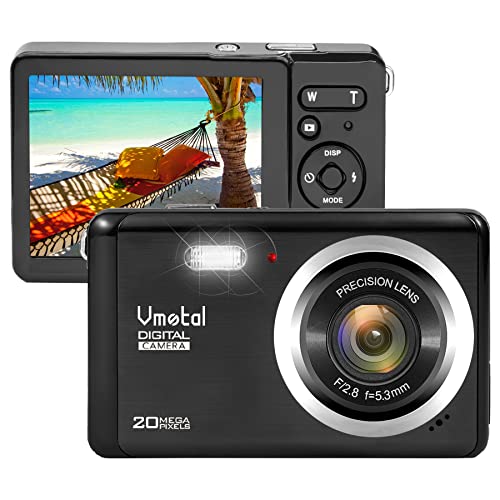 Digital Camera, 20MP Digital Point and Shoot, 1080P FHD Kids Camera with 8X Digital Zoom, 2.8 Inch LCD Screen Rechargeable Compact Camera Vlogging Camera for Kids Teens Girls Boys (Black)