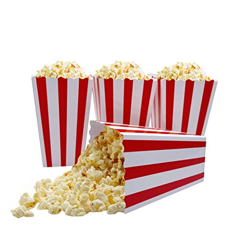 Jaojaopn Striped Popcorn Containers, 4.5 x 2.75 Mini Popcorn Boxes Snack Container Set for Movie Night or Various Party Themes. 50 pcs (red and white)