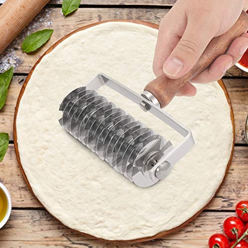 Pizza Dough Docker Roller, Pizza Dough Docker Roller Stainless Steel with Wood Handle, Dough Blistering Killer for Pizza Pie Crust Pastry Dough Cake Pie Cookies Bread Pastry