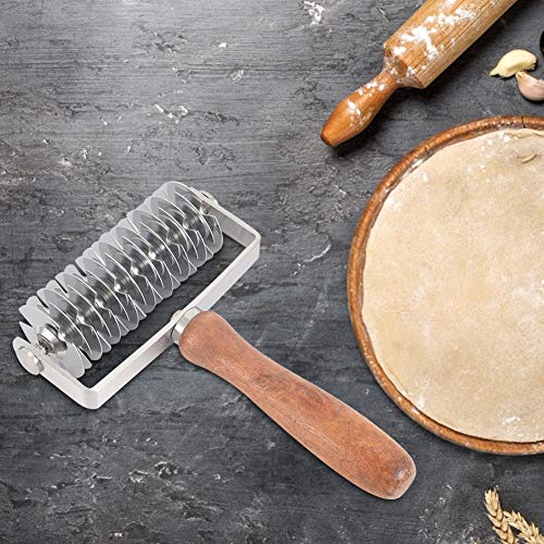 Pizza Dough Docker Roller, Pizza Dough Docker Roller Stainless Steel with Wood Handle, Dough Blistering Killer for Pizza Pie Crust Pastry Dough Cake Pie Cookies Bread Pastry