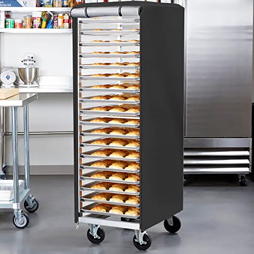 Dalema Pan/Bun Pan Rack Cover,Heavy Duty Waterproof Dustproof Bread Rack Covers,Bakery Rack Cover for 20-Tier Sheet Pan/Bun Pan Rack.(Black,23" W x 28" D x 64" H.)