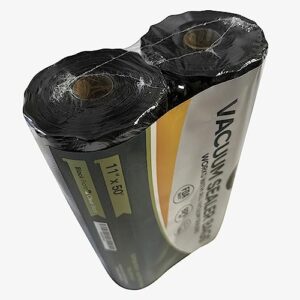 wispak vacuum sealer bags food grade bpa free vac seal - 2 pack rolls (11x50, black/clear)
