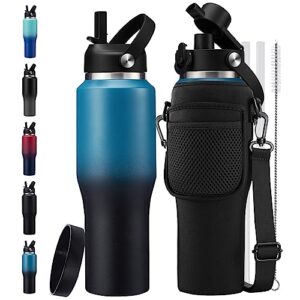 DIGJUPER 32oz Insulated Tumblers with Lid and Straw - Spout Lid, Cold-48H & Hot-24H, Slim Insulated Water Bottles that Fits in Cup Holder, Stainless Steel Tumblers Large Water Cup for Drive Trip Gym